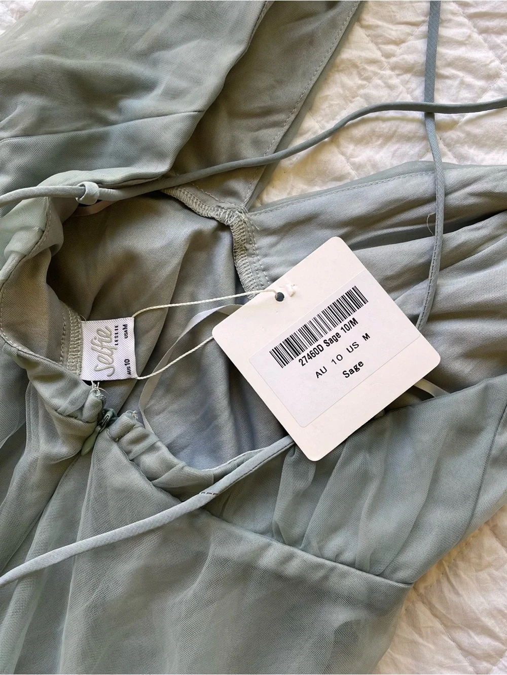 Selfie Leslie Sage Green Tulle V-Neck Party Dress - Picture 3 of 6